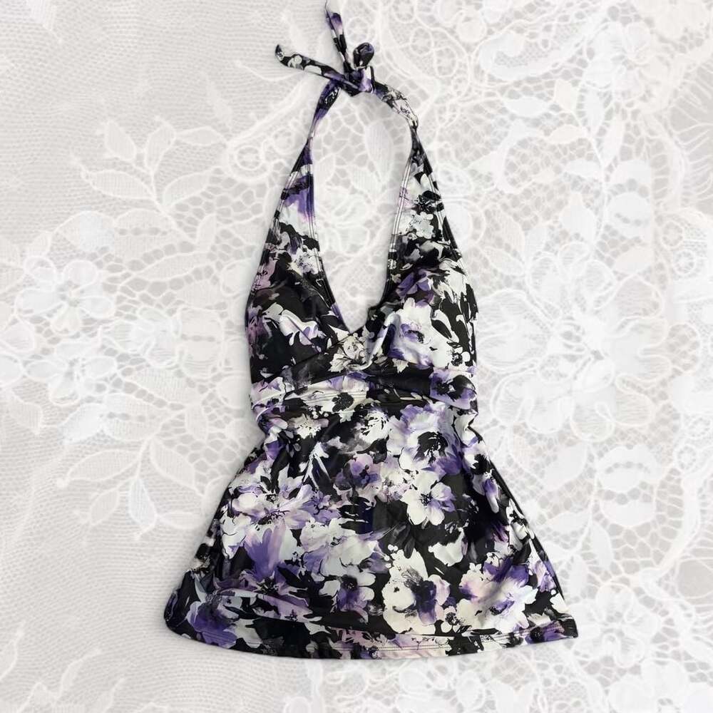 Tempt Me Halter Neck Floral Tankini Top